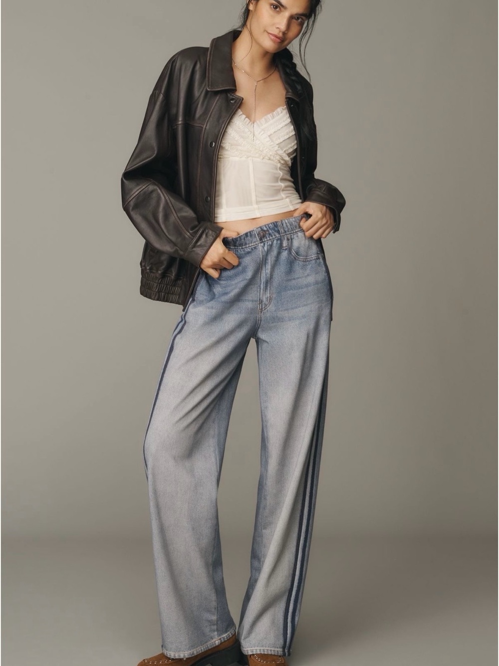 Rag & Bone Miramar blue wide leg pant with side stripes